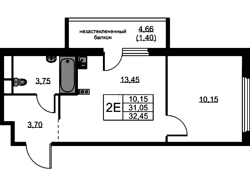 1-комнатная квартира 32.45 м², 12/15 эт., ЖК «GloraX Парголово»